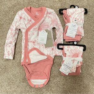 NWT Honest Baby Girl Newborn 0-3 Onesie Bodysuit Harem Pants Leggings Floral